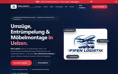 Startseite der Website von Fifen Logistik – Umzugsunternehmen in Uelzen
