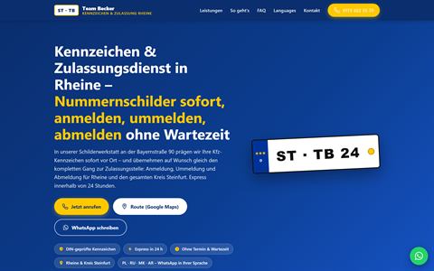 Startseite der Website von Team Becker Zulassungsdienst – Zulassungsdienst & Schilderwerkstatt in Rheine